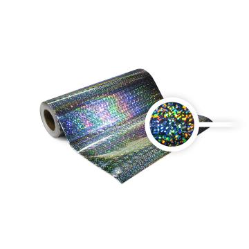 Universal holographic self-adhesive foil on meters - silver casters