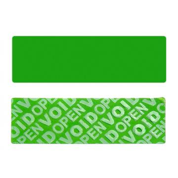 Green non-residual rectangular VOID sticker with high adhesion